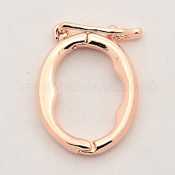 Застежками латуни Shortener, Twister застежками, овальное кольцо, розовое золото , 17x13x2 мм