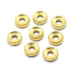 Perline di distanziatore in ottone,  piombo & cadmio & nichel libero, rondelle / ruota, grezzo (non placcato), 7.5x2.5mm, Foro: 2.5 mm