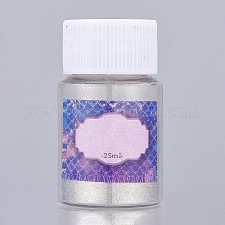 Polvo de perla de pigmento de mica nacarado, para resina uv, Fabricación de joyas artesanales con resina epoxi y uñas., plata, botella: 29x50 mm, aproximamente 6~7 g / botella