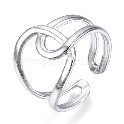 304 anello polsino aperto con nodo in acciaio inossidabile, anello grosso cavo per le donne, colore acciaio inossidabile, misura degli stati uniti 7 1/2 (17.7mm)
