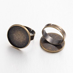 Ajustable de bronce antigua plateada base de anillo de la almohadilla de latón, sin níquel, Bandeja: 18 mm, 17mm