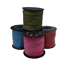 Korean Suede Cord, Faux Suede Lace, with PU Leather, Mixed Color, 3x1.5mm, about 100yards/roll(300 feet/roll)