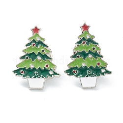 Broches de esmalte de aleación con temática navideña, pin de esmalte, con garras, árbol de Navidad, colorido, 26x19x9.5mm, pin: 1 mm