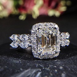 Anillos de dedo de latón, con diamante de imitación, Rectángulo, Platino, cristal, nosotros tamaño 7 (17.3 mm)