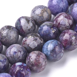 Fili di perle di pirite africana naturale, tinto, tondo, 6mm, Foro: 0.7 mm, circa 67 pcs/filo, 15.94 pollice (40.5 cm)