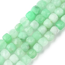 Hebras naturales de perlas de crisoprasa, facetados, cubo, 4~4.5x4~4.5x4~4.5mm, agujero: 0.8~0.9 mm, aproximamente 88~100 pcs / cadena, 15.35~15.75 pulgada (39~40 cm)