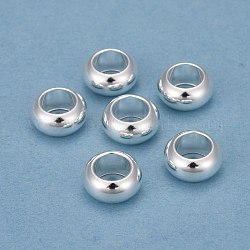 304 perline in acciaio inossidabile, rondelle, perline con foro grande, argento, 10x5mm, Foro: 6 mm