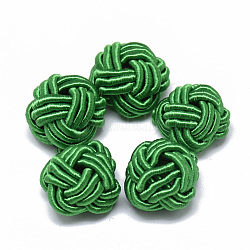 Polyester & Cotton Woven Beads, Half Drilled, Half Round, Lime Green, 14~17x16~22x17~23mm, Half Hole: 8~16mm