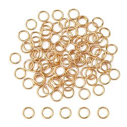 304 Edelstahl Ringe springen, offene Ringe springen, echtes 18k vergoldet, 21 Gauge, 5x0.7 mm, Innendurchmesser: 3.6 mm