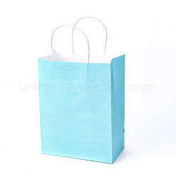 純色の紙袋  ギフトバッグ  ショッピングバッグ  ハンドル付き  長方形  ディープスカイブルー  28x21x11cm