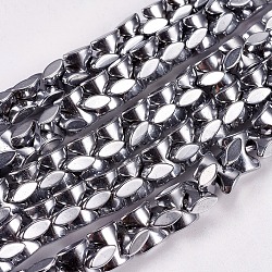 Fili di perline di ematite sintetiche non magnetiche, manubrio, platino placcato, 9x7x3.5mm, Foro: 0.8 mm, circa 90pcs/filo, 15.7 pollice