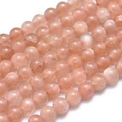 Chapelets de perles de sunstone naturelle naturelles, ronde, 4~4.5mm, Trou: 0.5mm, Environ 102 pcs/chapelet, 15.35 pouce (39 cm)