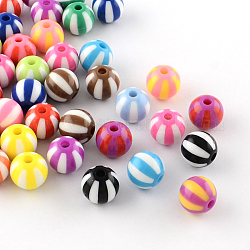 Strip Opaque Acrylic Beads, Round, Mixed Color, 19~20x18mm, Hole: 3mm, about 116pcs/500g