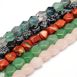 Mixed Natural Gemstone Faceted Rhombus Beads Strands, 9x11x11mm, Hole: 1mm, about 34pcs/strand, 15.74 inch