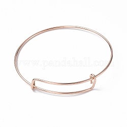 Placcatura ionica (ip) regolabile 304 braccialetto in filo di acciaio inossidabile, oro roso, diametro interno: 2-1/2 pollice (6.5 cm)