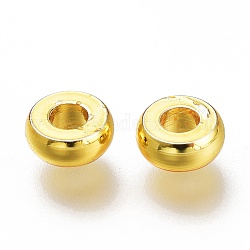 Perles séparateurs en laiton, Plaqué longue durée, disque, or, 4x1.5mm, Trou: 1.6mm