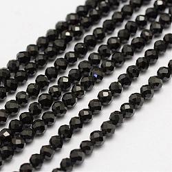 Chapelets de perles en spinelle noir naturel, facette, ronde, 3mm, Trou: 0.5mm, Environ 133 pcs/chapelet, 15.5~15.7 pouce (39.5~40 cm)