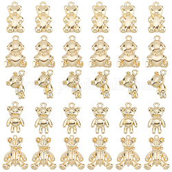 CHGCRAFT 30Pcs 5 Style Gold Bear Charm Cute Dancing Bear Charms Tiny Bear Pendant Rack Plating Bear Charms for Bracelet Necklace Earrings Jewellery Making, Length 14.5mm to 24.5mm