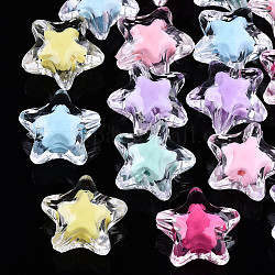 Transparent Acrylic Beads, Bead in Bead, Star, Mixed Color, 19x20x11mm, Hole: 3mm, about 280pcs/500g