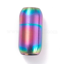 Placage ionique (ip) 304 fermoirs magnétiques en acier inoxydable avec emembouts collées, colonne, couleur arc en ciel, 19x10mm, Trou: 6mm