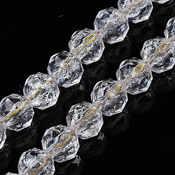 Trasparente perle di vetro crackle fili, sfaccettato, rondelle, chiaro, 8x7.5mm, Foro: 1.2 mm, circa 50pcs/filo, 14.96 pollice (38 cm)
