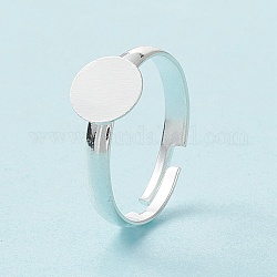 Composants d'anneau ajustable en laiton, bases d'anneau pad, Sans cadmium & sans nickel & sans plomb, couleur argentée, 17mm