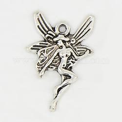 Tibetan Style Alloy Pendants, Angel, Antique Silver, Lead Free and Cadmium Free, 22.5x15x2.5mm, Hole: 1.5mm, about 690pcs/1000g