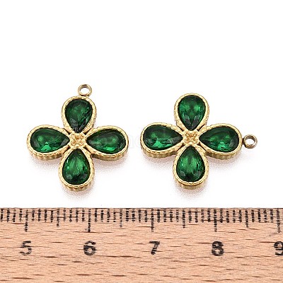 Подвески в форме четырехлистника из нержавеющей стали 304 и стекла STAS-T071-22G-1