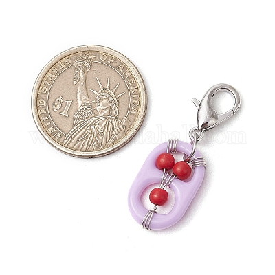 Подвесные украшения из акрила и синтетической бирюзы HJEW-JM03048-04-1