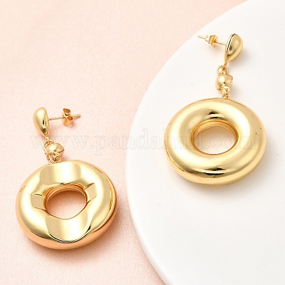 Плоские круглые серьги-гвоздики из нержавеющей стали 304 EJEW-P329-08G-1