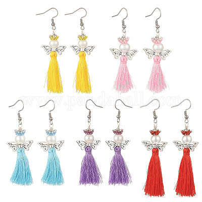 Серьги-подвески из нержавеющей стали 304 «ангел» EJEW-MZ00410-1