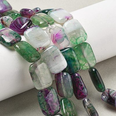 Натуральный полосчатый агат имитация рубина в нитях бусин цоизита G-K392-B03-13x18mm-1