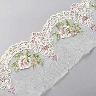 Лента из полиэстера с цветочным кружевом OCOR-WH0073-71-1