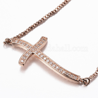 Регулируемые латунные браслеты-слайдеры из циркония BJEW-E317-43RG-1