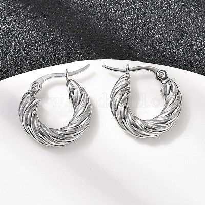 Серьги-кольца из нержавеющей стали 304 с закрученными кольцами EJEW-Z146-01P-01-1