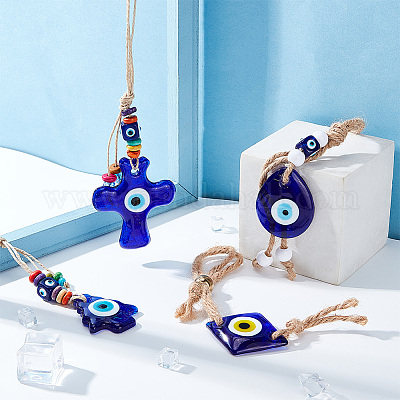 Ahademaker 4 шт. 4 стильные стеклянные подвески от сглаза украшения HJEW-GA0001-33-1