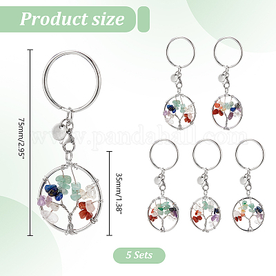 Подвески из смешанных камней из натуральной и синтетической проволоки KEYC-AB00079-1