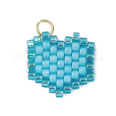 シードビーズ ビーズチャーム 丸カン付き ハートペンダント ディープ  