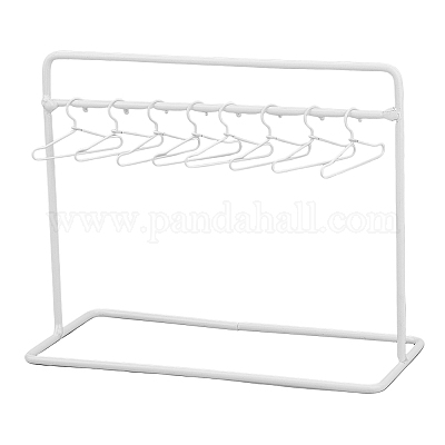 Wholesale SUPERFINDINGS Iron Doll Clothes Rack Hangers Set 150x70x120mm  White Mini Metal Clothing Rack with 10Pcs Tiny Doll Dress Outfit Hangers  with Single Bar 
