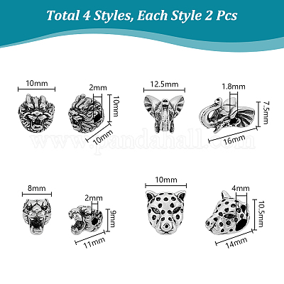 8шт. 4 набора бусин из нержавеющей стали 304 STAS-UN0059-67-1