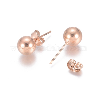 Серьги-гвоздики из нержавеющей стали 304 с ионным покрытием (IP) EJEW-L215-57E-RG-1