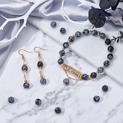 Природные снежинка обсидиан бисер нитей G-AR0002-97-1