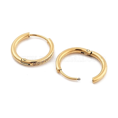 Ионное покрытие (ip) 304 нержавеющая сталь микропаве прозрачные кубические цирконии серьги-кольца для женщин EJEW-C096-30G-1