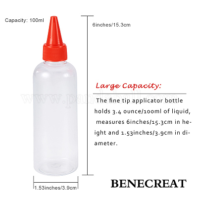 Shop BENECREAT 15 Pack 3.4 Ounce(100ml) Clear Tip Applicator Bottle Plastic Glue  Bottle Liquid Dropper Filling Bottles with Red Tip Caps - Good for DIY  Crafts Art Painting for Jewelry Making - PandaHall Selected