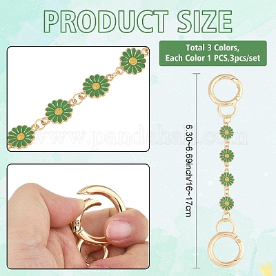 3 шт. 3-цветные эмалевые цепочки для сумок-удлинителей в виде цветка из сплава HJEW-YW00098-01-1