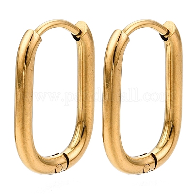 Овальные серьги-кольца из нержавеющей стали 304 с ионным покрытием (IP) EJEW-ZX005-15G-1