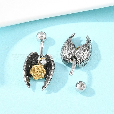 Кольца для живота с изогнутой штангой из нержавеющей стали 316&nbsp;AJEW-C044-01-1