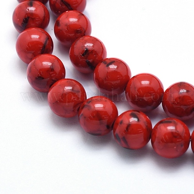 Морские раковины и синтетические бирюзовые нити из бисера в сборе G-G758-11-6mm-1