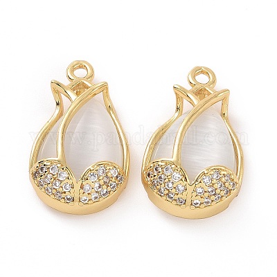 Латунные микропаве прозрачные подвески с фианитом ZIRC-F133-04G-1