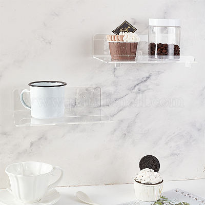 2 упаковка прозрачных акриловых плавающих подвесных полок DIY-WH0488-06-1